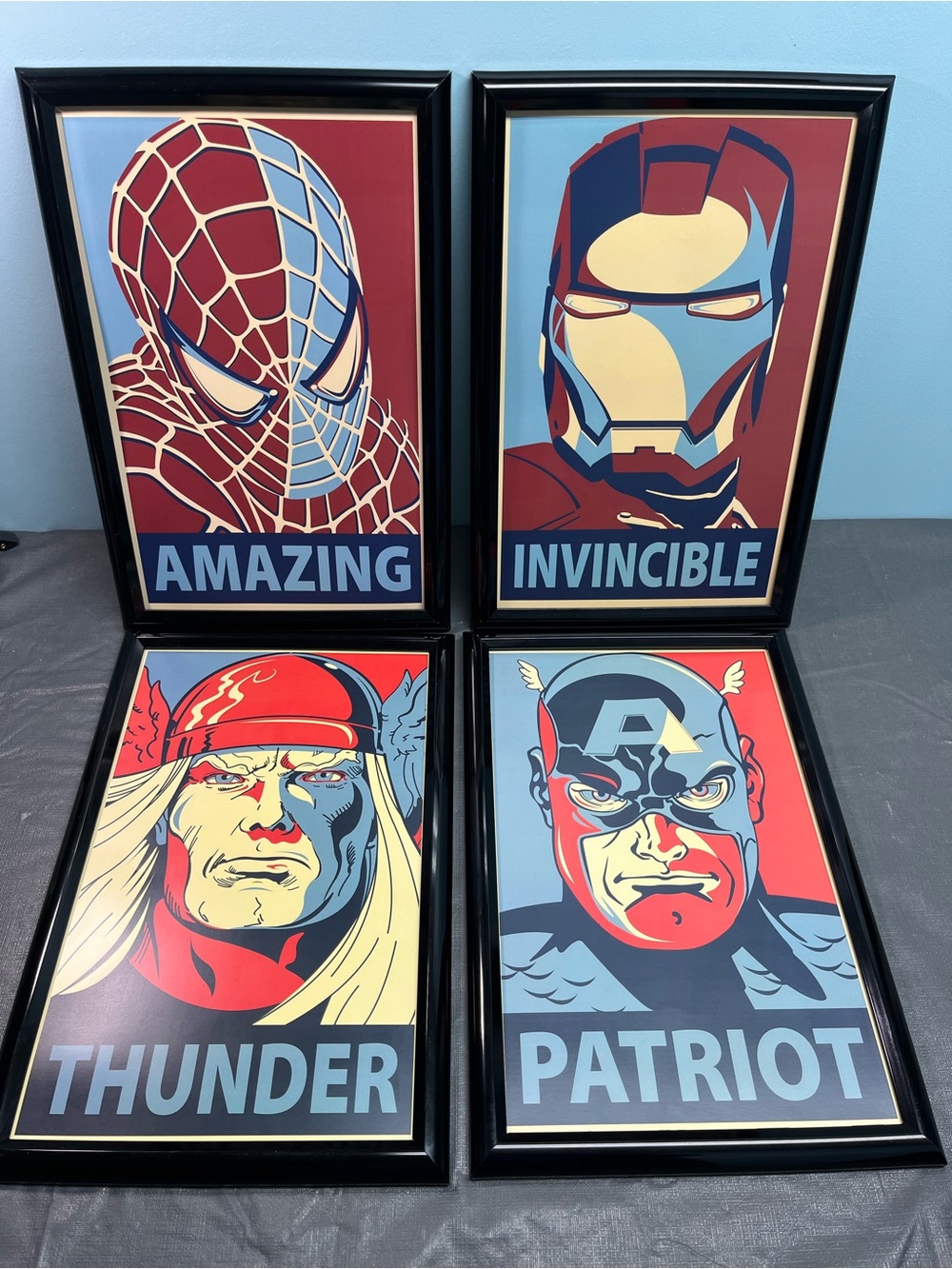 Marvel Superhero Framed Posters - Set of 4